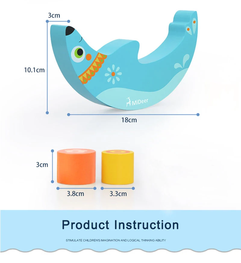 Детская Раннее Образование Развивающие игрушки Симпатичные в форме морского льва Деревянный Баланс блоки