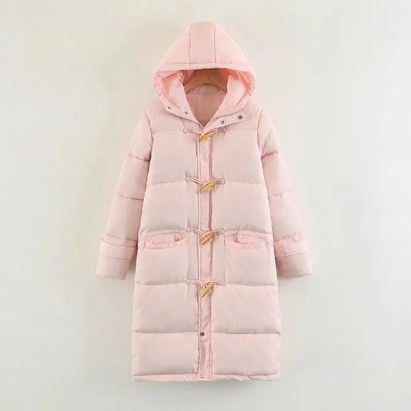 Rembourré Bouton Corne Manteau Sœur Femelle Hiver Coréenne Long Pain Veste Mode Apricot black Femmes pink chens Nouvelle 2018 Coton x6X8nYY