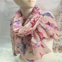 С принтом птиц элегантный шарф Для женщин длинный шарф теплый Обёрточная бумага шаль Женская мода Дизайн Очаровательная Bufanda Mujer