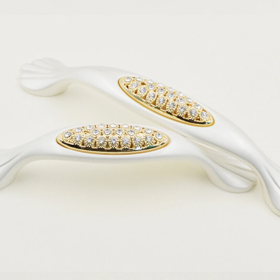 Fashion 2pcs Gold Crystal Diamond Furniture Pulls Home Decorative