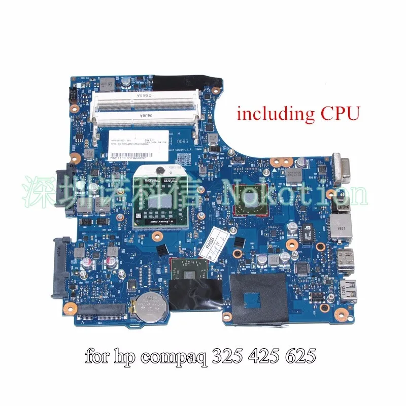 NOKOTION 611803 001 LAPTOP MOTHERBOARD for HP 625 325 425 RS880M DDR3 Socket S1 free cpu