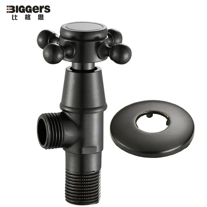 

Free shipping European style copper toilet angle valve black bronze 1/2"male x 1/2" male toilet faucet angle stop valve