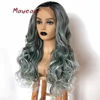 Ombre Long Wavy Synthetic Lace Front Wig Heat Resistant Ombre Hair Wigs For Women 180 Density