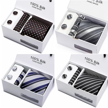 

2 pcs/lot 7.5 cm Mens Ties New Man Fashion Dot Neckties Corbatas Gravata Jacquard Tie, Handkerchief, Cufflinks, Set Tie For Me