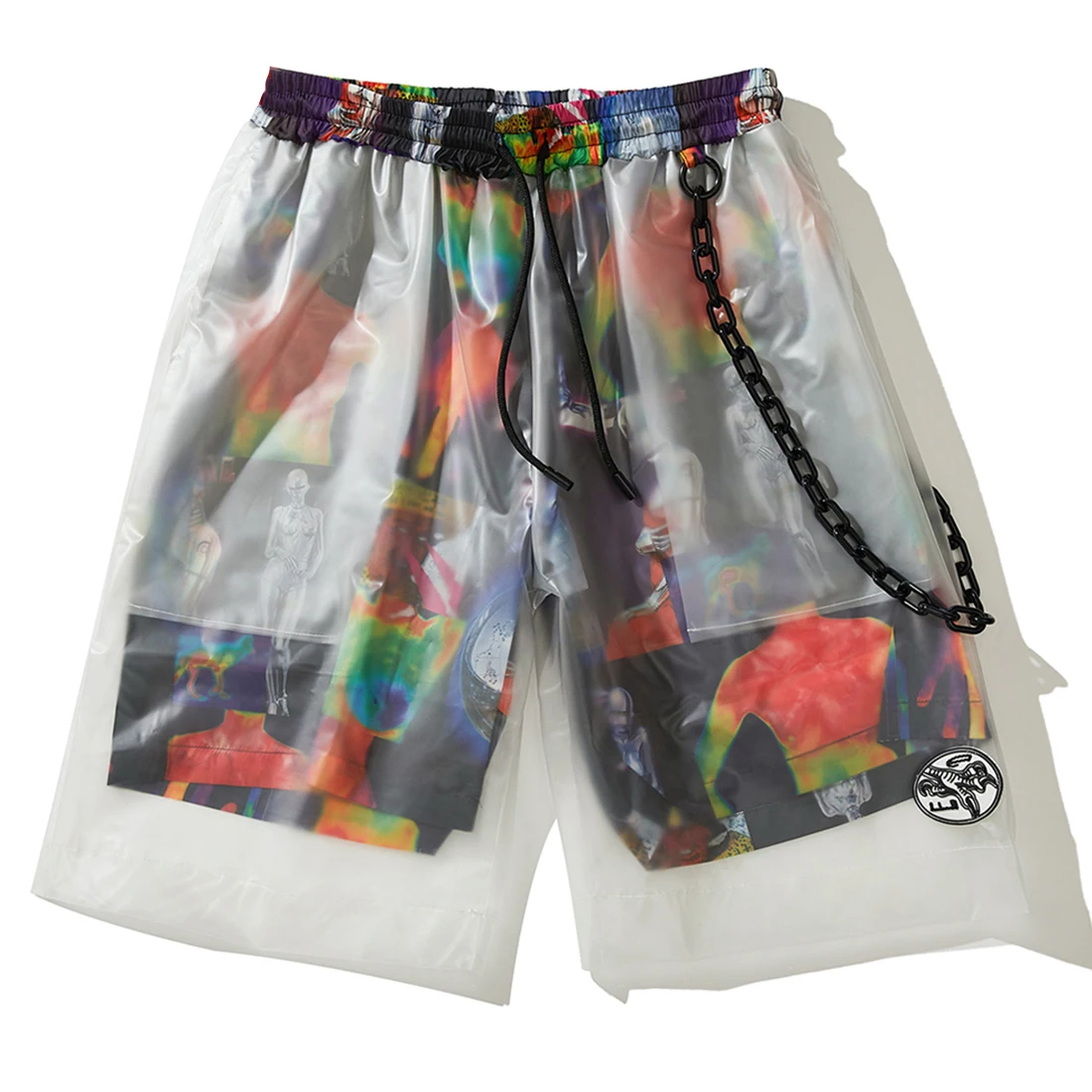 Плиссированные поддельные две части Highstreet шорты по колено мужской Harajuku уличная Летняя короткая бегунов хип хоп шаровары шорты