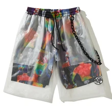 Плиссированные поддельные две части Highstreet шорты по колено мужской Harajuku уличная Летняя короткая бегунов хип хоп шаровары шорты