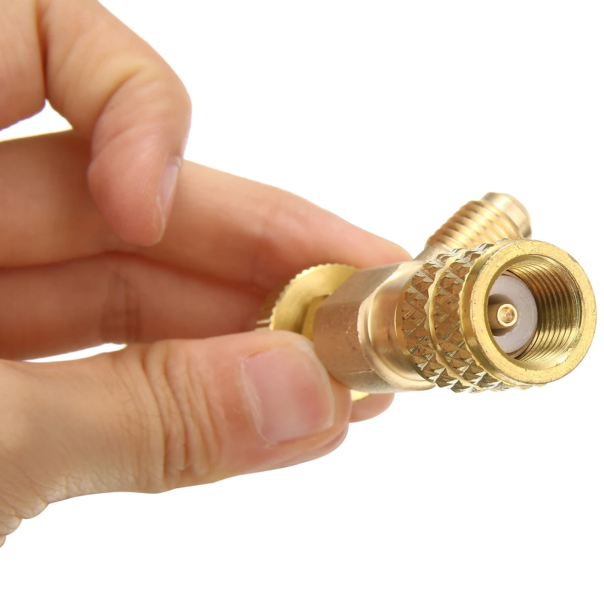 New R410A Refrigeration Charging Valve Adapter 1/4" SAE Male to 5/16" SAE Famale Control Valve with Random Color Cap