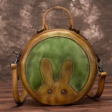 Натуральная кожа, женская сумка с верхней ручкой, с рисунком кролика, сумка-тоут, сумка через плечо, маленькая, для девочек, милая, через плечо, круговые сумки