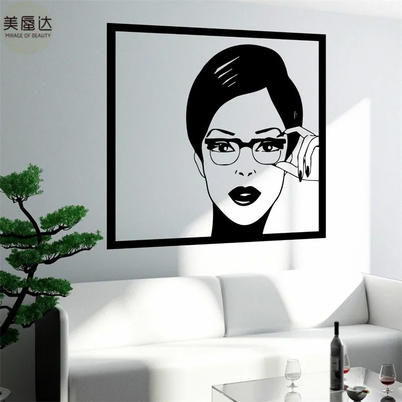 Wall Sticker Sexy Girl Woman Teen In Glasses Pop Art Bedroom | Дом и сад