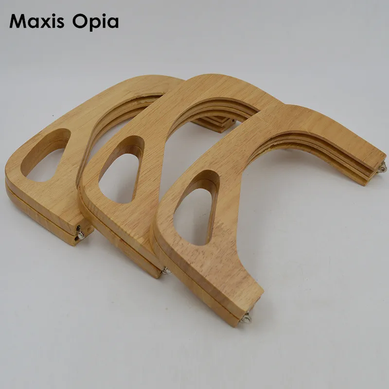 One Piece Solid Wood Nature Color Wooden Purse Handle Wholesale Factory