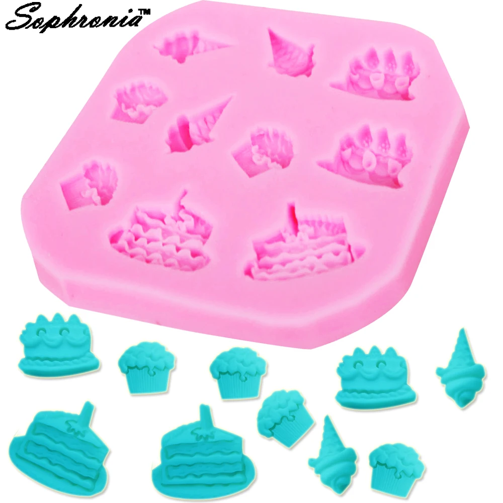 M084 3D Ice Cream 1pcs Silicone Mold for UV Resin Gumpaste Surgarcraft Icing Handmade Tool Epoxy Fondant Chocolate Moulds | Дом и сад