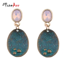 MloveAcc Vintage Hanging Drop Dangle Earrings for Women Crystal Opal Antique Geometric Pendant Ear Brand Fashion Jewelry