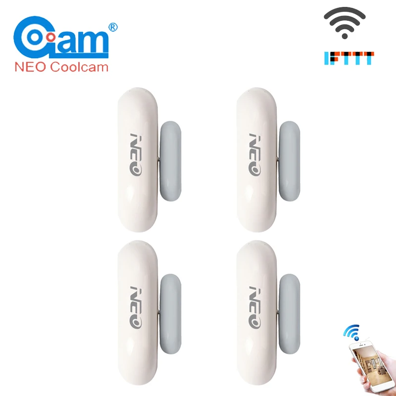 НЕО COOLCAM 4PSC/lot домашней автоматизации двери/окна детектор, с поддержкой Wi-Fi, Батарея работает, охранных Сенсор