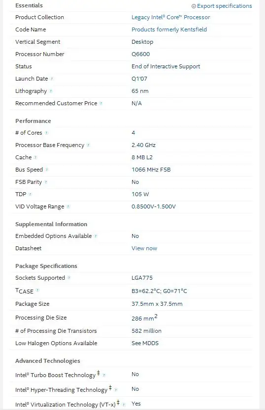 Процессор Intel Core2 QUAD Q6600 cpu/2,4 GHz/LGA775/8 MB cache/Quad-CORE/FSB 1066 scratted pieces q6700