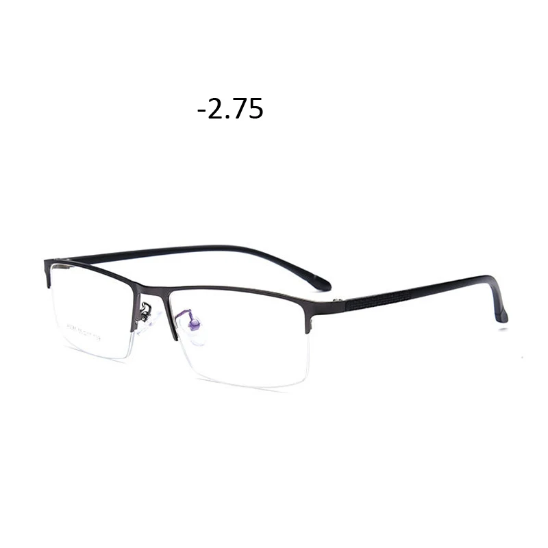 Zilead полуоправа анти-синий светильник очки для близорукости Ретро Классические мужские Бизнес близорукие очки унисекс-0,75 до-4,0 - Цвет оправы: gray myopia 2.75