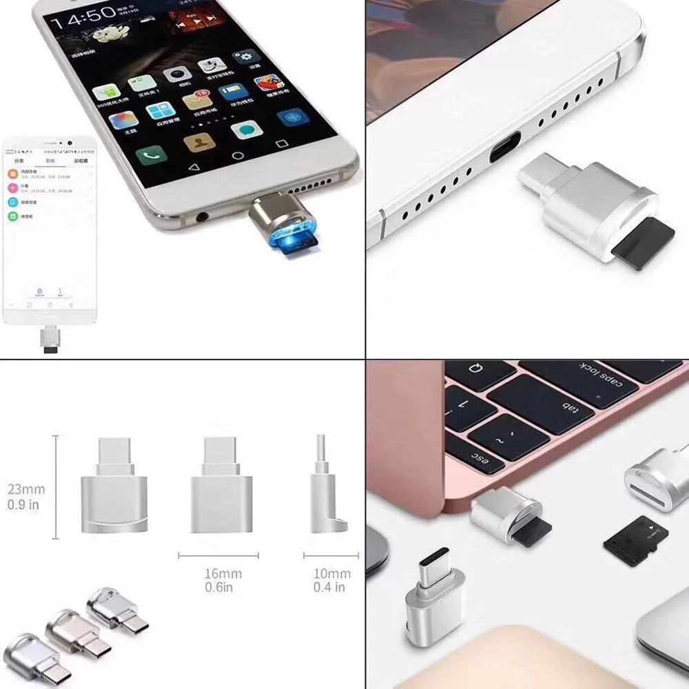 Sd кард-ридер usb 2,0 micro sd type C для samsung Mac металлический SD TF OTG адаптер для huawei Xiaomi Lightweigh mini портативный z85