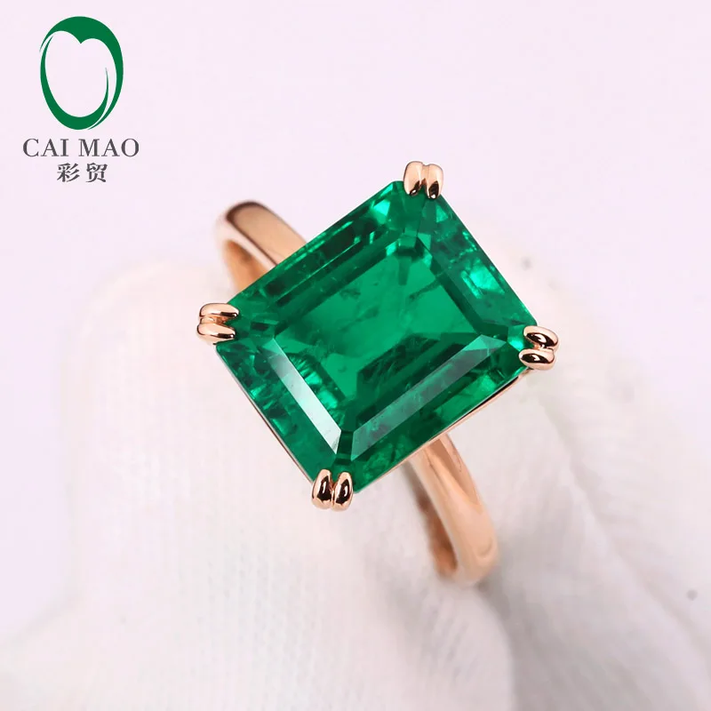 Классический 8x10 мм 3.10ct изумруд обручальное кольцо jewelry 14 К розовое золото