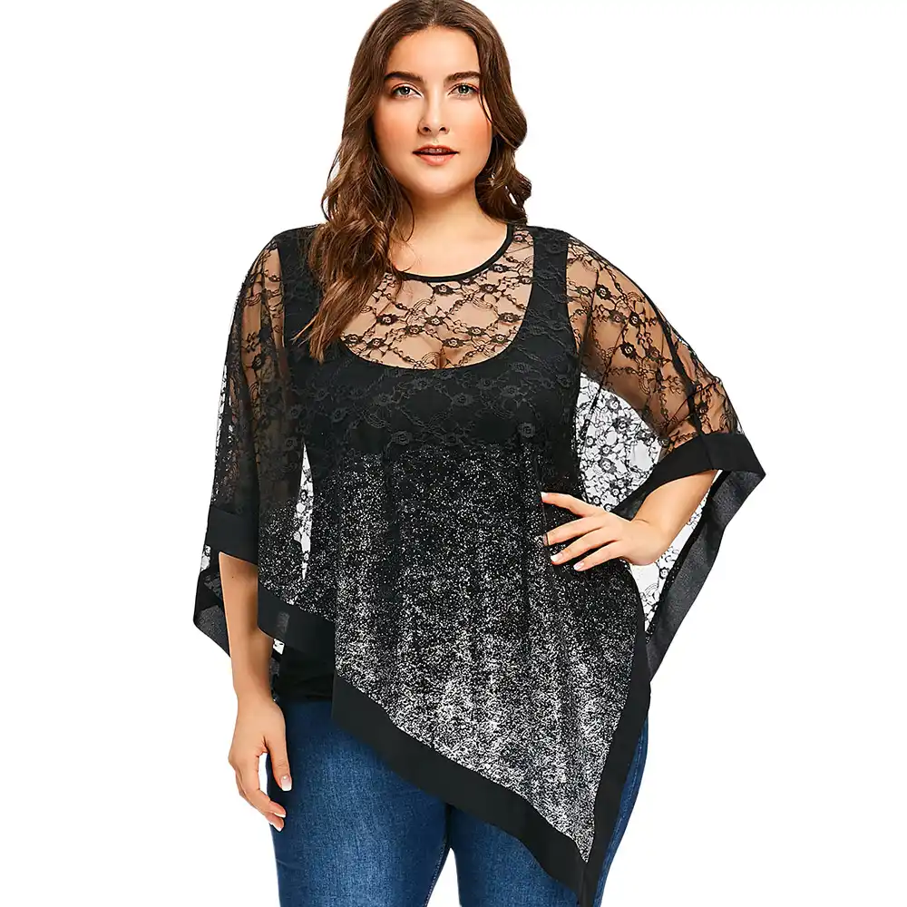 Womens sheer overlay tops Clearance