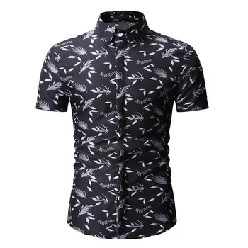 

Summer new men's European code Hawaiian wind Slim lapel casual floral short-sleeved shirt male polo shirt Floral Polos