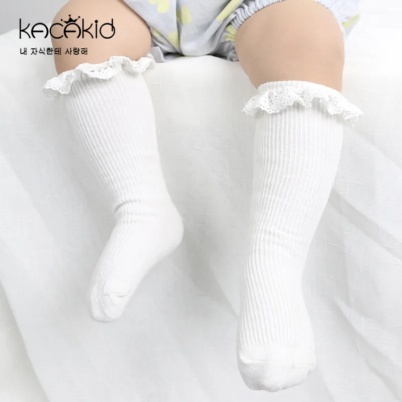 

0-4T Baby Girls Socks Stripes Lace Cotton Highs Socks Infant Toddlers Baby Leg Warmers Kids Girls Dress Accessories