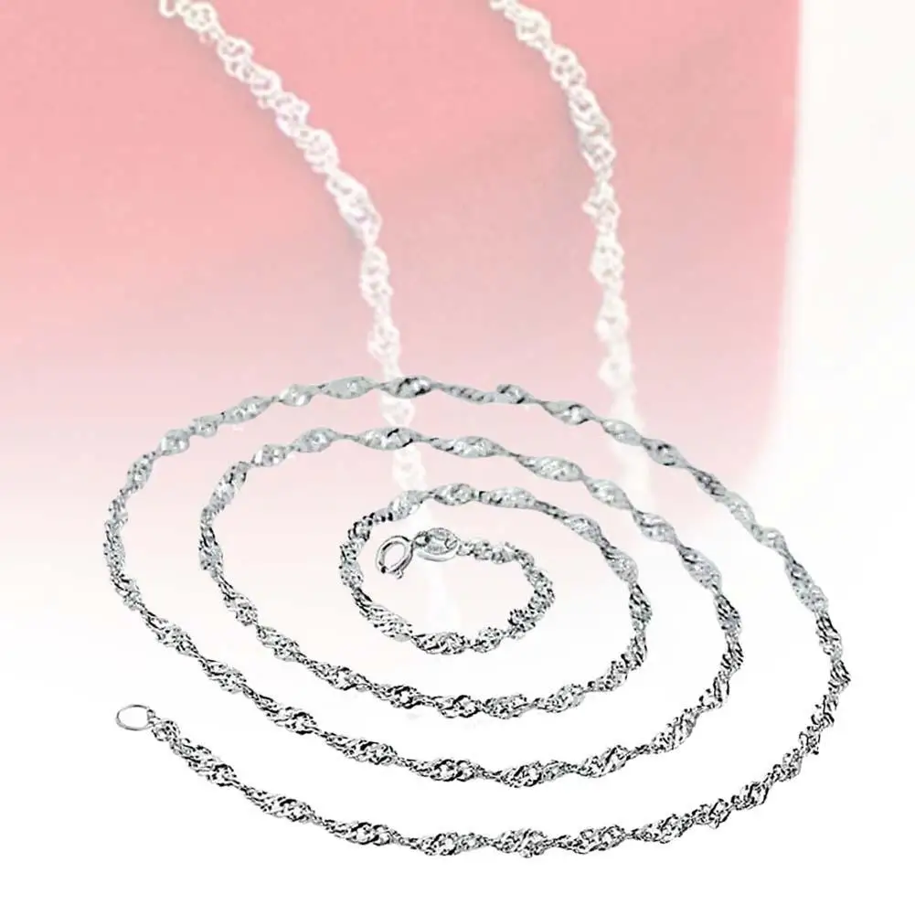 New Shiny Rope Chain Pure 925 Sterling Silver Solid Feminine Necklace