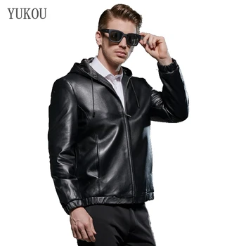 

Mens Coats Short Natural 100% Sheepskin Genuine Leather Hooded Windbreaker 2019 Fashion Business Mens Real Sheepskin Jacket