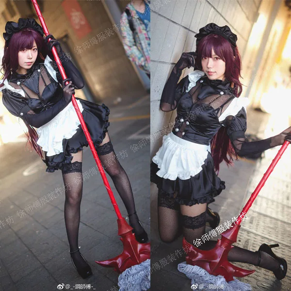 

[Customized] Fate/Grand Order FGO Scathach Cosplay Costume Scathach Maid Uniform Dress Halloween costume For Women Free Shipping