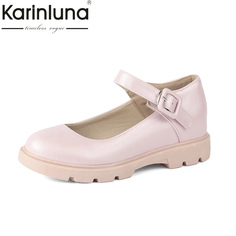 

Karinluna Women's Mary Jane Buckle Up Leisure Shoes Woman Flat Comfortable Oxfords Size 34-39