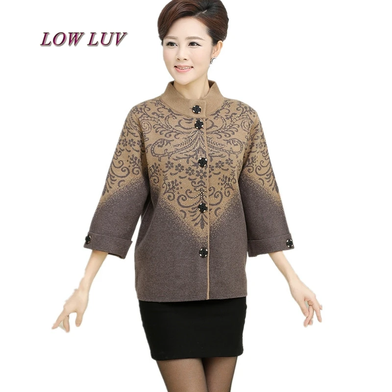 #^Special Price New Women's Thickening Sweater outerwear Mother Fifth sleeve Cardigan Plus Size Single-breasted Women Jackets/cardigan #^Special Price New Women's Thickening Sweater outerwear Mother Fifth sleeve Cardigan Plus Size Single-breasted Women Jackets/cardigan