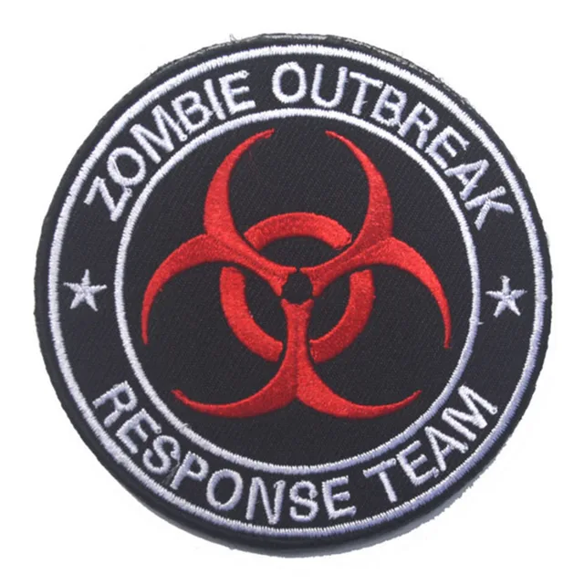 Special Offers 8CM Round Embroidered Patch Zombie Outbreak Response Team Morale Tactical Patch Army Morale Adhensive Patch Zombie Hunter