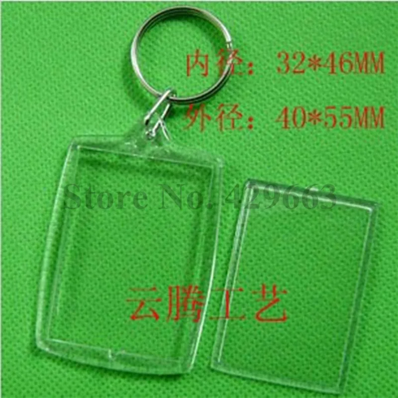 

5pcs/Lot Rectangle Transparent Blank Acrylic Insert Photo Picture Frame Keyring Keychain DIY Split Ring Key Chain Gift