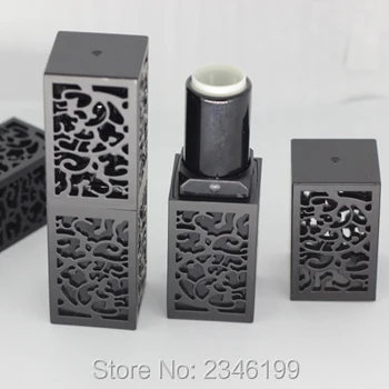 

Empty Lipstick Tube, Black Hollow Style Lip Balm Bottle, Square Makeup Tool, High Grade Women Cosmetic DIY Container, 50pcs/lot