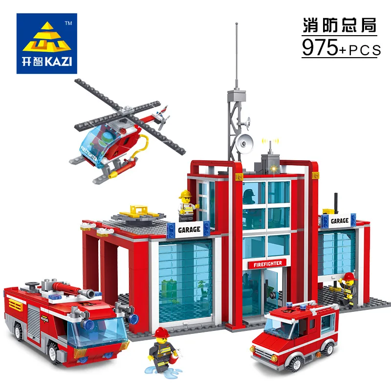 Super Large Fire Station 774 Pcs Building Blocks Helicopter Educational Kazi Bricks Toy Blocks Compatible with