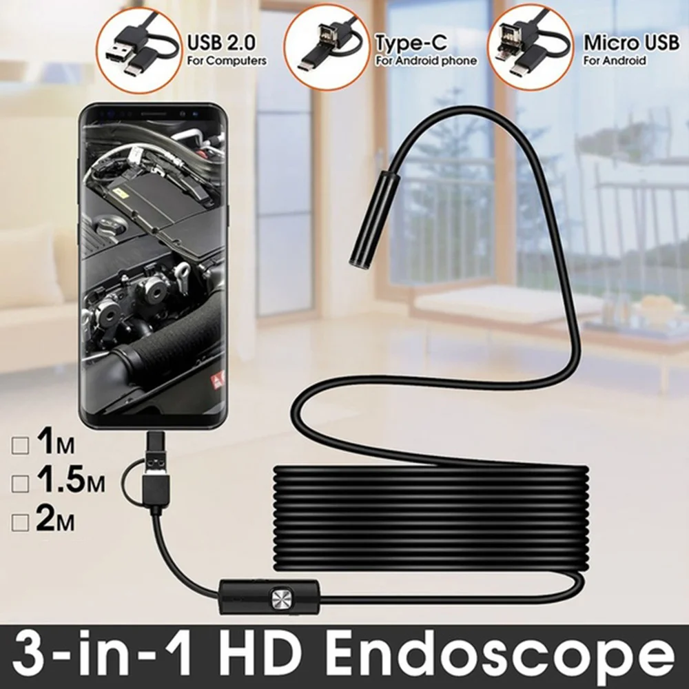 Boroscope Camera 2m 1m Flexible Snake Endoscope Camera Boroscope 5.5mm 7mm Lens MircroUSB TYPE C for Smartphone Android PC MAC Boroscope Camera 2m 1m Flexible Snake Endoscope Camera Boroscope 5.5mm 7mm Lens MircroUSB TYPE C for Smartphone Android PC MAC