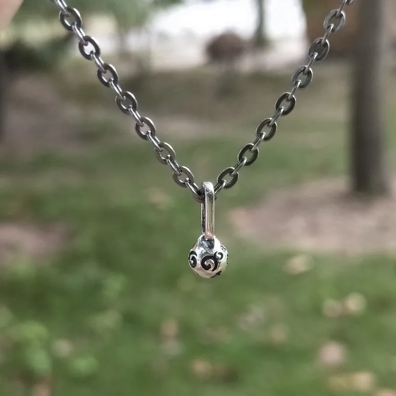 

Women Jewelry Ball Necklace S925 Sterling Silver Antique Chain Pendant Dangle Necklace Unisex Jewelry free shipping