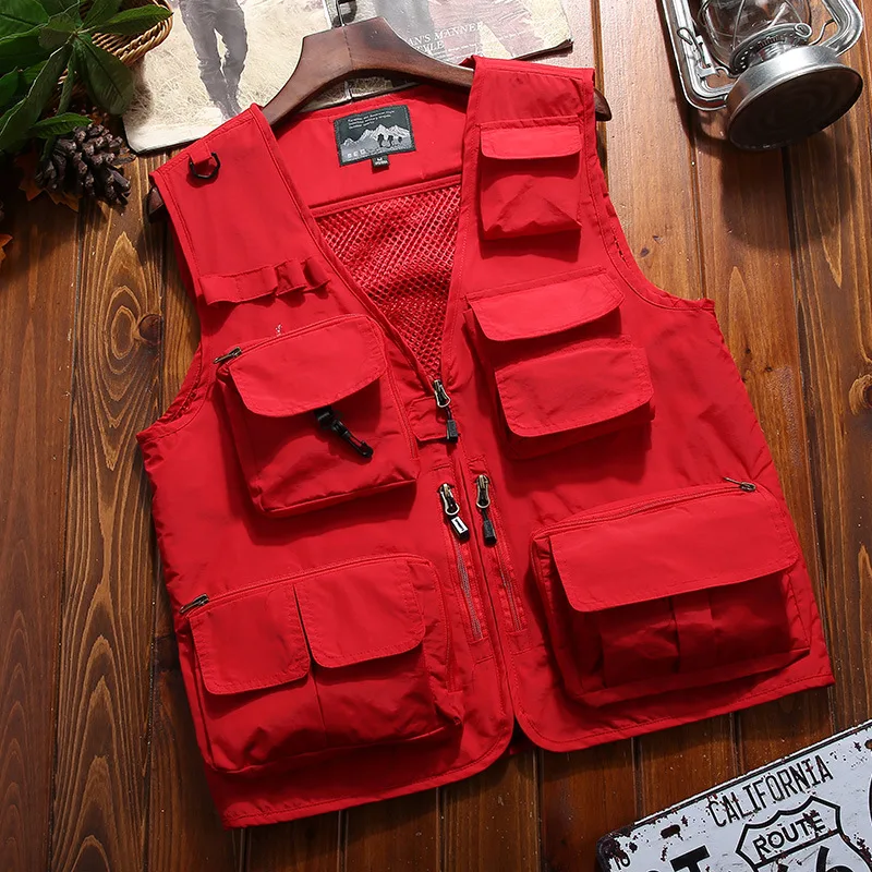

GLEEGLING M-7XL Casual Fishing Vest Male Loose Large Size Spring /autumn Multi-pocket Quick-drying Vest Fishing Accessories