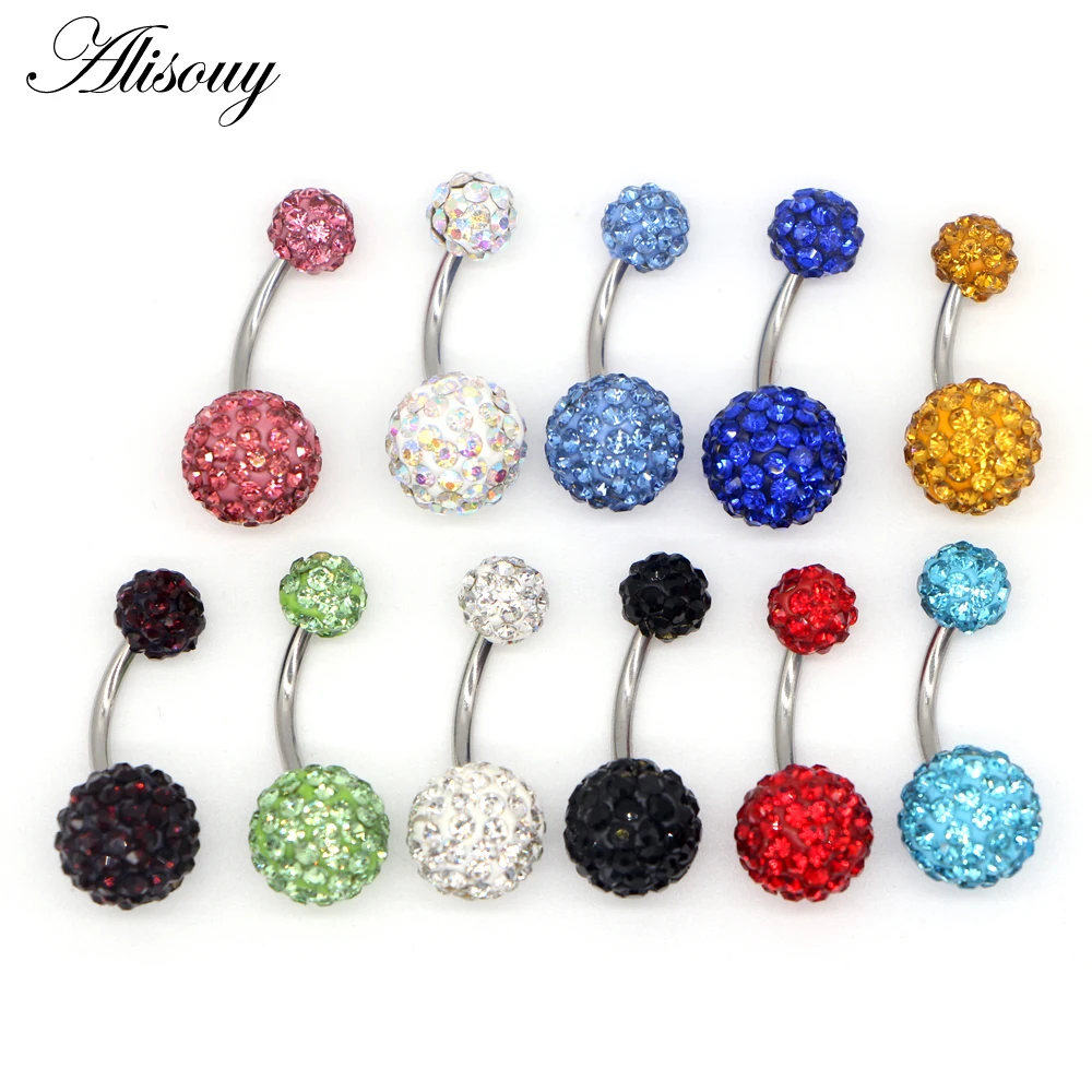 Alisouy1PCSCrystalRhinestoneWomanNavelBellyButtonRingPiercing