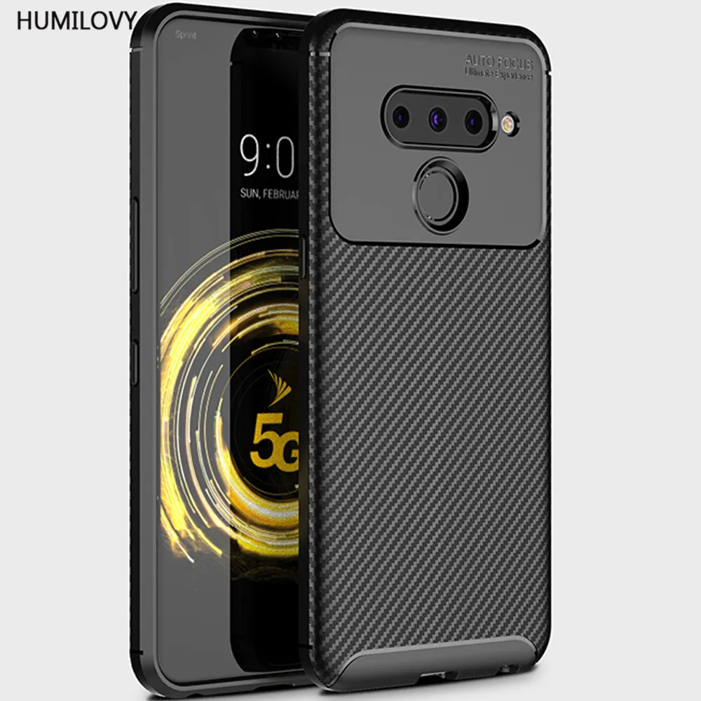 For LG V50 ThinQ Case for Capa 5G Carbon Fiber texture Shockproof Soft TPU Back Cover Coque |