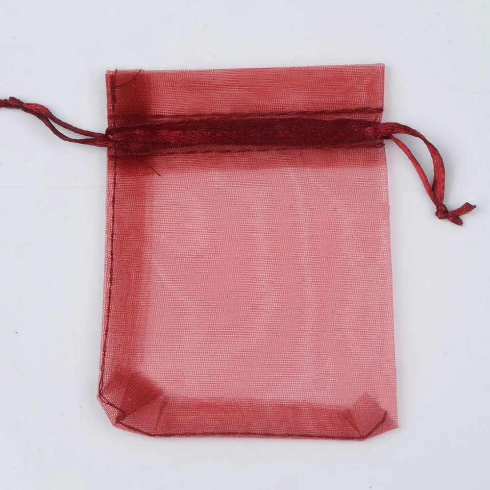100 шт 24 цвета, сумка для ювелирных изделий 5*7*9 9*12 10*15 см, свадебный подарочный мешочек из органзы, упаковка для ювелирных изделий - Цвет: 20 dark red