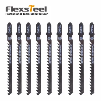 

Flexsteel 10 Pieces 4" 10cm 5-6 PRO TPI, HCS T-Shank Jig Saw Blades For Curved and Fast Cuts in Hard and Soft Woods