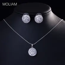 MOLIAM Marca Sistemas de La Joyería de Lujo para Las Mujeres Plateado Plata Brillante Zirconia Cristal Collar Pendiente del Perno Prisionero DYF028
