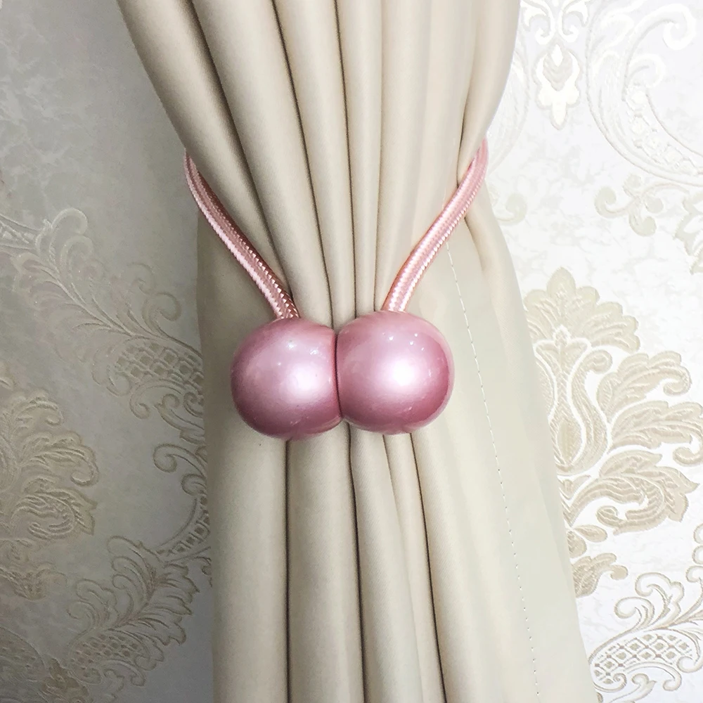 2 PCS Creative Candy Ball  Magnetic Curtain Tiebacks Window Drapery Rope HoldBack with Stoving Varnish Ball for Drapes Decor
