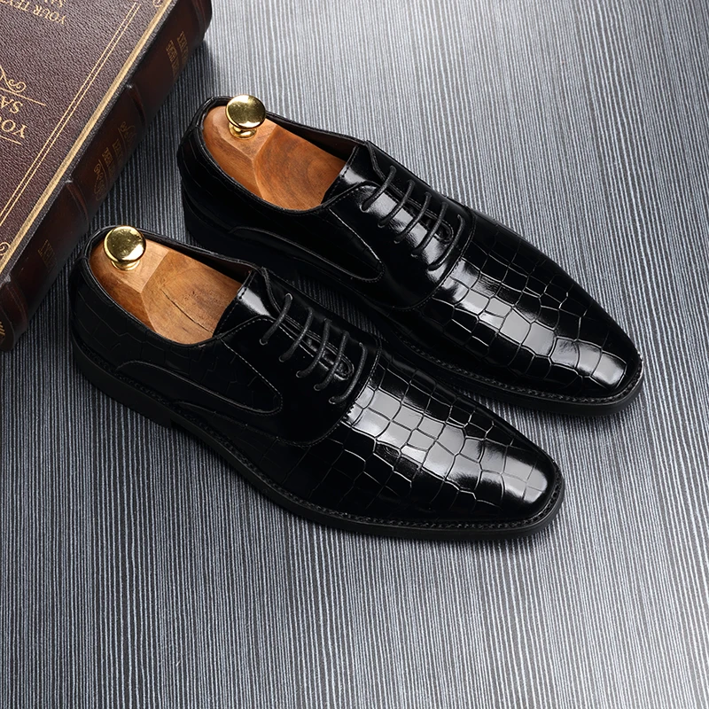 Г., Высококачественная Мужская официальная обувь Роскошная Мужская Дизайнерская обувь с перфорацией типа «броги» с узором «крокодиловая кожа» Высококачественная деловая кожаная обувь