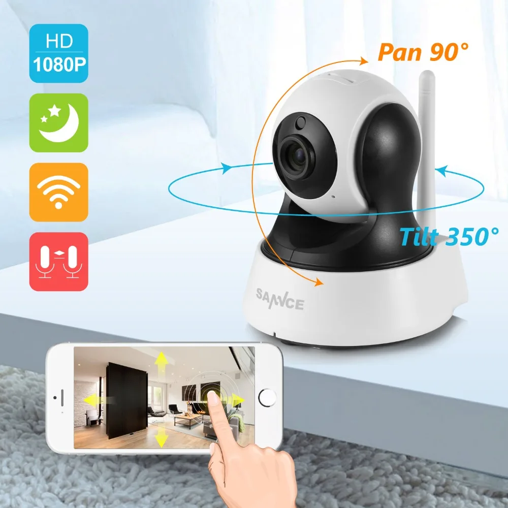 

SANNCE 1080P HD Wireless wifi IP Camera 2MP CCTV Surveillance Security Camera home indoor WiFi Camera Baby Monitor two way Audio