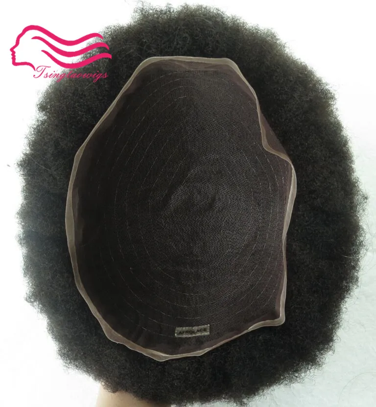 

Afro curly 1b lace Mens Toupee Afro Kinky Curly Hair Piece Men Hair System tsingtaowigs thin skin free shipping by DHL