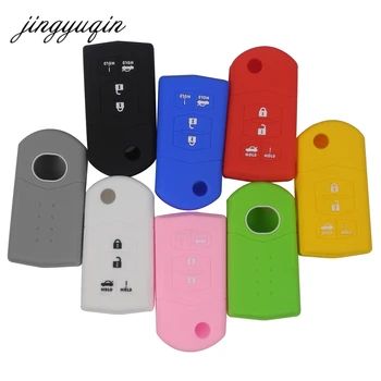 Keyforkess Silicone vibrazione chiave Fob caso della copertura per Mazda 3 5 6 CX-7 RX-8 Miata 4 pulsante telecomando pieghevole Fob proteggere il supporto