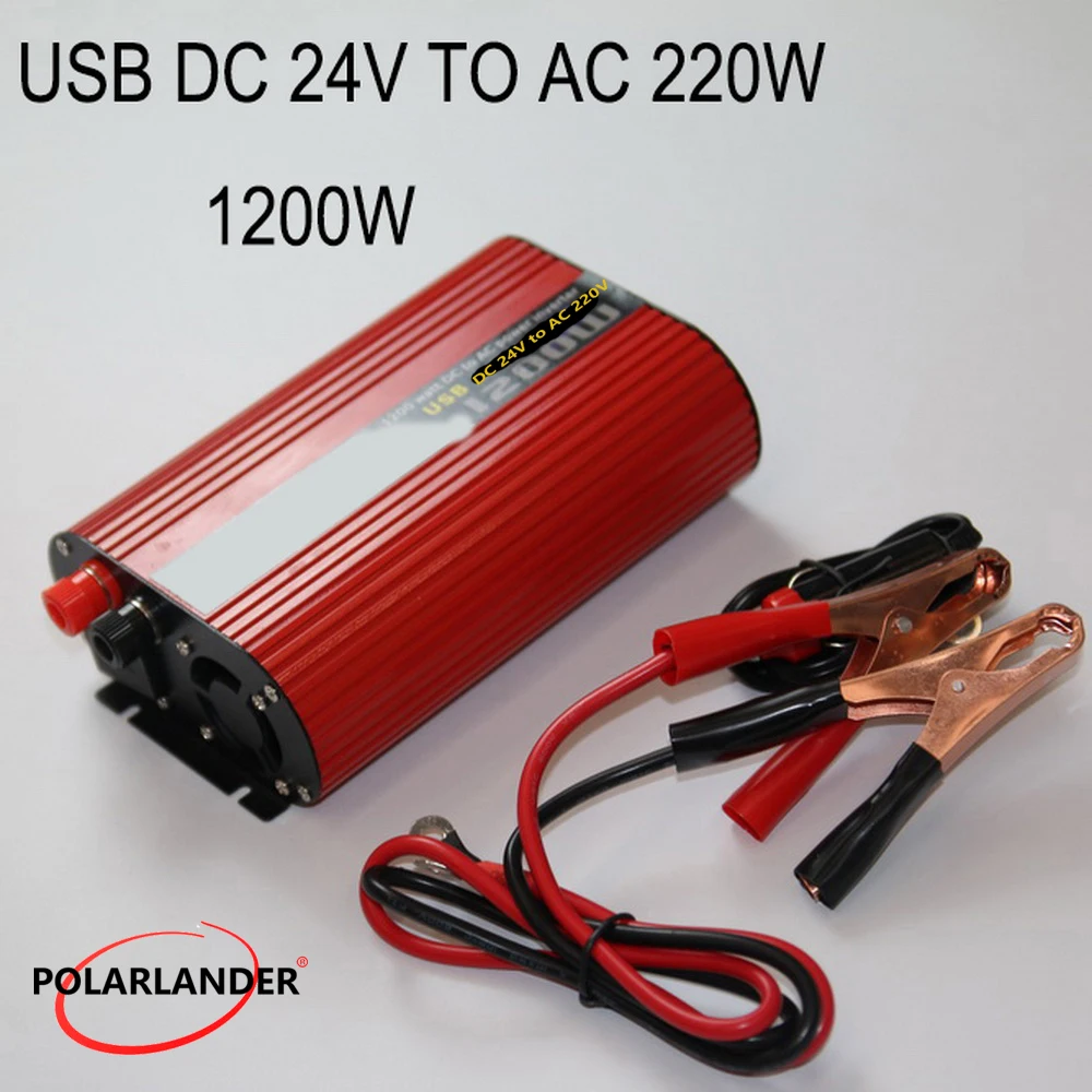 Автомобильный преобразователь Напряжения DC 12 В/24 В в AC 110 В/220 Polarlander 1200 Вт