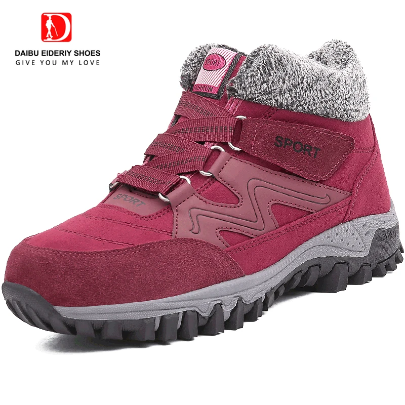 

DAIBU Old People Snow Boots Winter Short Plush Thick Warm Cotton Shoes Non-slip Soft Sole Walking Boots Woman