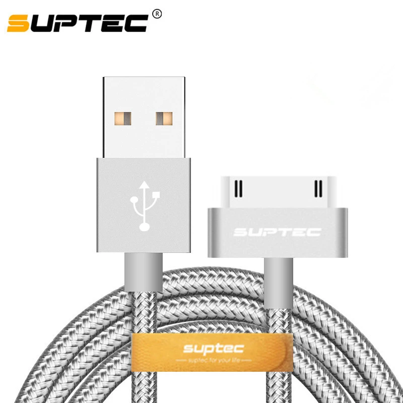 Suptec 30 Pin USB кабель для iPhone 4S 4, металлический штекер, нейлоновая оплетка, кабель для зарядного устройства, 2А, шнур для быстрой зарядки и синхронизации данных для iPad 2