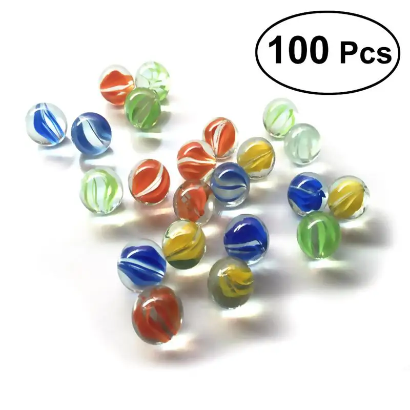 100 PCS 16MM Colorful Glass Marbles Children Toys Glass Ball Kids
